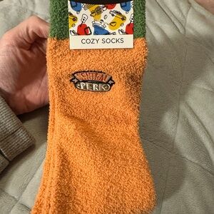 Cozy Orange and Green Pajama Socks for Relaxing Nights
